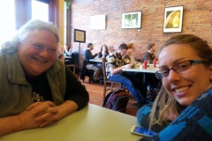 Virginia and Kelley celebrating Ann's birthday in 2013